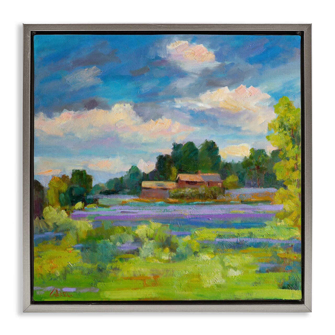 Stupell Industries Lavender Countryside Landscape Floater Framed Canvas Wall Art Design by Alexi Fine